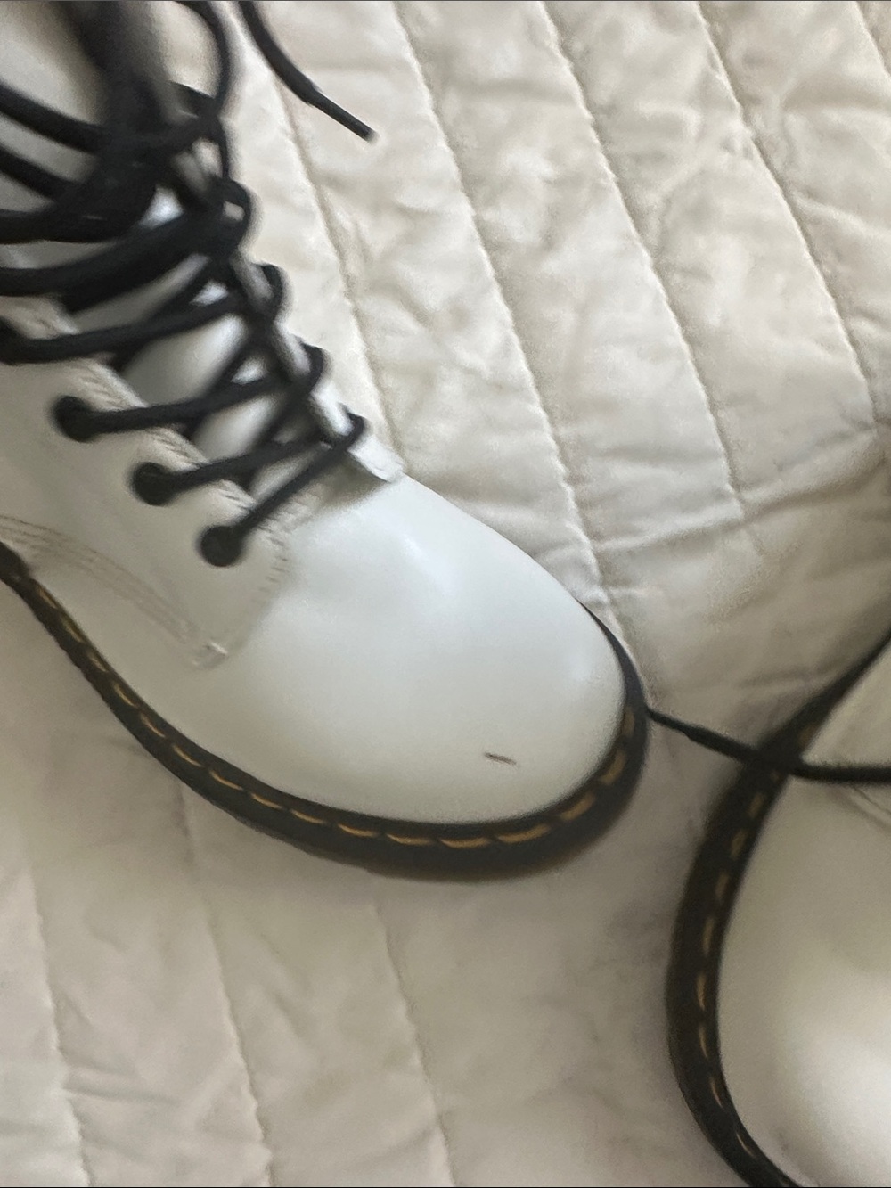 Dr. Martens White Lace-Up Combat Boots with Black Trim - Picture 9 of 10
